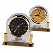 Brass & Glass Desk Alarm Clock w/ Black Dial